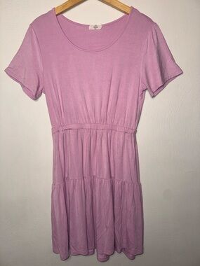 entro  Tiered Pastel Pink Short Sleeve Mini Dress